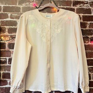 Nonpareil Vintage-Style Embroidered Blouse M